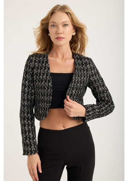 Buklet Yaldız Payetli Kısa Ceket