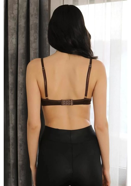 Kadın Destekli Balenli Taş Detaylı Sütyen Kahve modelleri