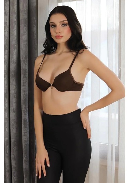 Kadın Destekli Balenli Taş Detaylı Sütyen Kahve fırsatları