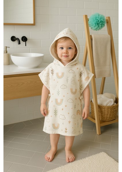 %100 Pamuk Müslin Kumaştan Bebek Panço