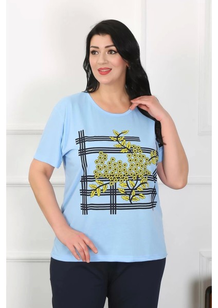 Kadın Büyük Beden Mavi Pijama Takımı fırsatları