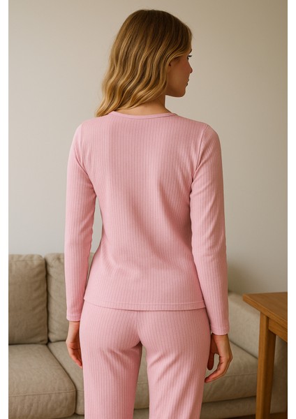 Uzun Kollu Pembe Pijama Takımı Strawberry fırsatları