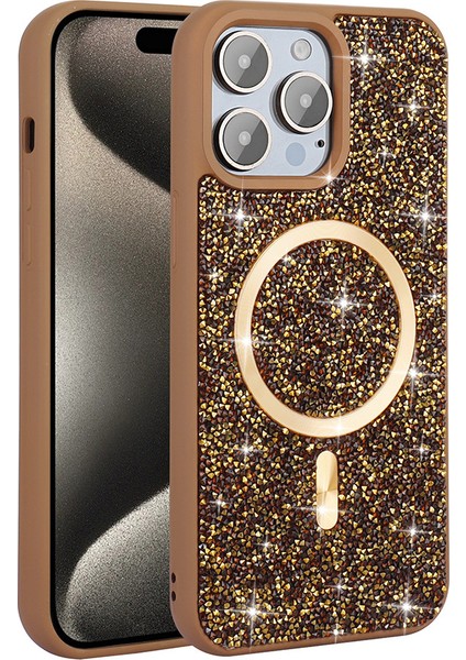 Apple iPhone 16 Pro Max Uyumlu Magsafe Özellikli Mozaik Silikon Kapak Desert Titanium fiyatları