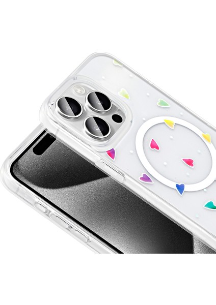 Apple iPhone 15 Pro Max Uyumlu Magsafe Özellikli Folk Kapak Kalp modelleri