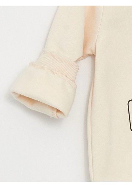 Lcw Kids Ekru Bisiklet Yaka Çiçekli Kız Çocuk Sweatshirt ve Pantolon 2'li Takım