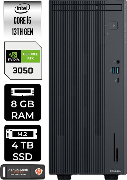 Expertcenter P500 Mini Tower Intel Core I5 13420H 8gb 4tb SSD RTX3050/6GB W11H Masaüstü Bilgisayar & Per4 USB Bellek P500I58512B0DP3350