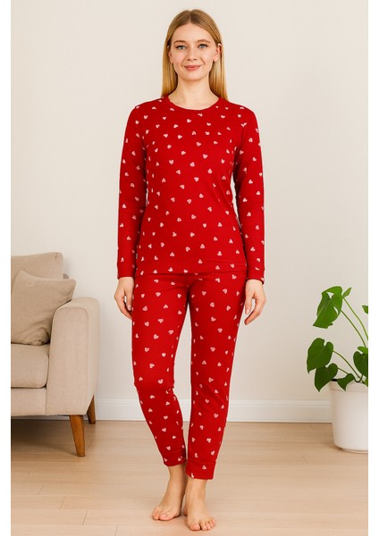 Kadın Kısa Kollu Pijama Takımı Kalp Baskılı fiyatları