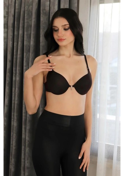 Kadın Destekli Balenli Taş Detaylı Sütyen Kahve