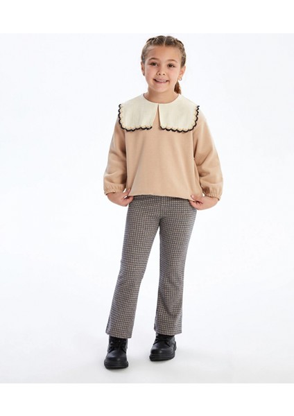 Lcw Kids Bej Bisiklet Yaka Uzun Kollu Baskılı Kız Çocuk Sweatshirt ve Tayt 2'li Takım fiyatları