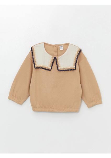 Lcw Kids Bej Bisiklet Yaka Uzun Kollu Baskılı Kız Çocuk Sweatshirt ve Tayt 2'li Takım fırsatları