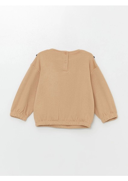 Lcw Kids Bej Bisiklet Yaka Uzun Kollu Baskılı Kız Çocuk Sweatshirt ve Tayt 2'li Takım indirimleri