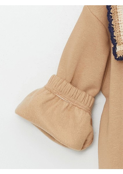 Lcw Kids Bej Bisiklet Yaka Uzun Kollu Baskılı Kız Çocuk Sweatshirt ve Tayt 2'li Takım