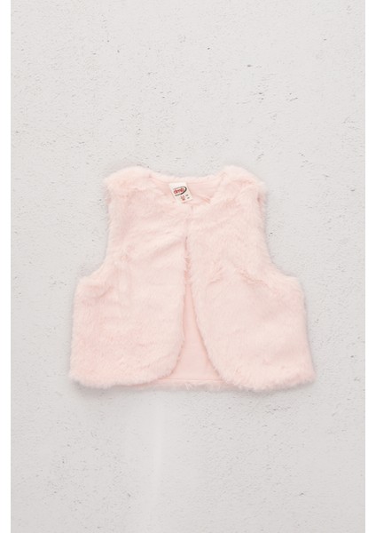 Kız Çocuk Yumuşak Dokulu Tüylü Peluş Yelek