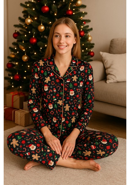 Kadın Pijama Takımı Noel Temalı