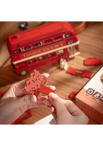 Minyatür London Bus | Ahşap Landon Bus| 3D Puzzle fırsatları