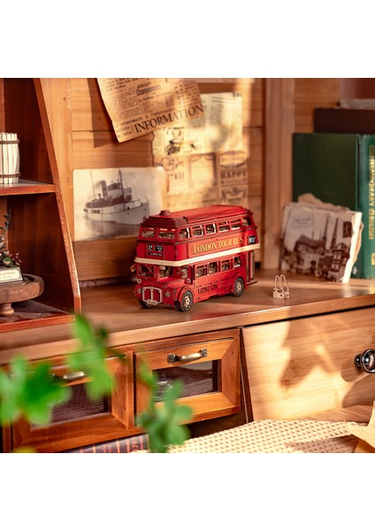 Minyatür London Bus | Ahşap Landon Bus| 3D Puzzle indirimleri