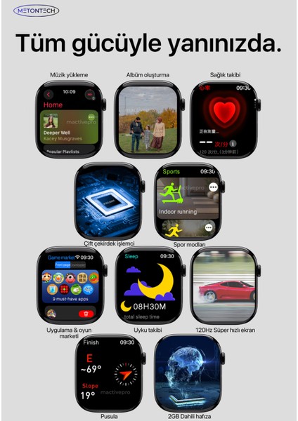 Watch HK11 Pro Max Amoled Akıllı Saat Kordon Tüm Akıllı Telefonlara Uyumlu Akıllı Saat Gümüş