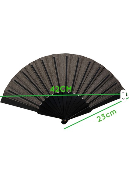 Siyah Kumaş Plastik El Yelpazesi, 5 Adet, El Tipi Katlanır