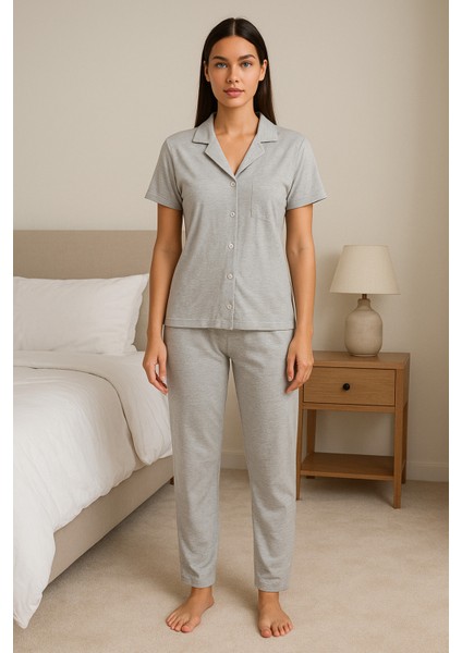 Kadın Gömlekli Pijama Takımı