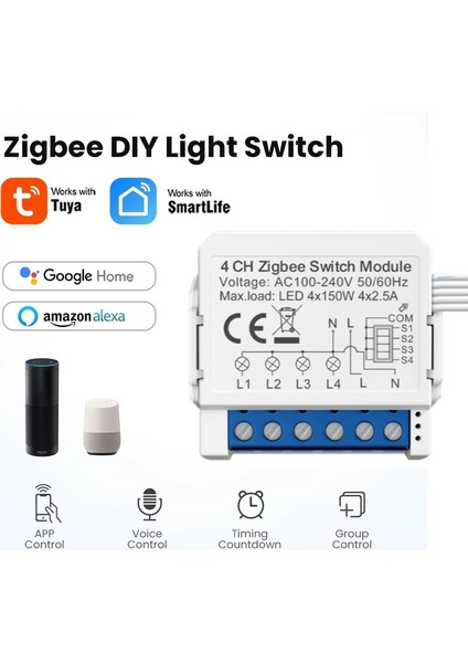 Tuya 4ch Zigbee Anahtar 4 Kanal Zigbee Röle fırsatları