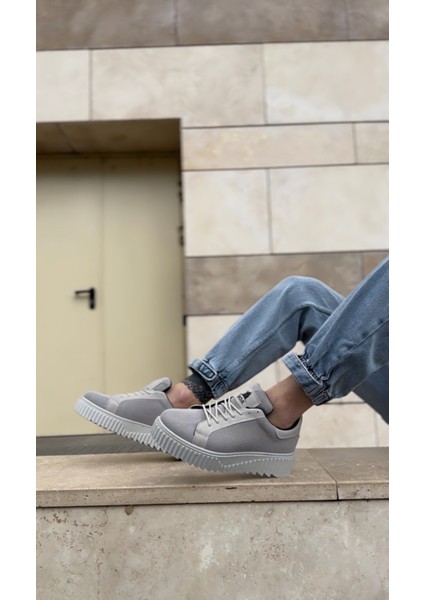 ET0803 Yüksek Taban Gri Triko Gri Taban Erkek Ayakkabı modelleri