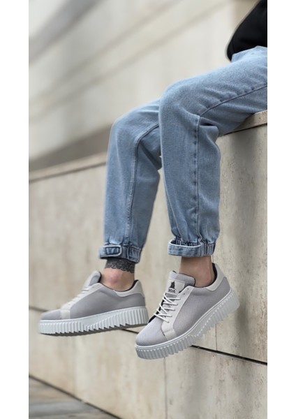 ET0803 Yüksek Taban Gri Triko Gri Taban Erkek Ayakkabı indirimleri