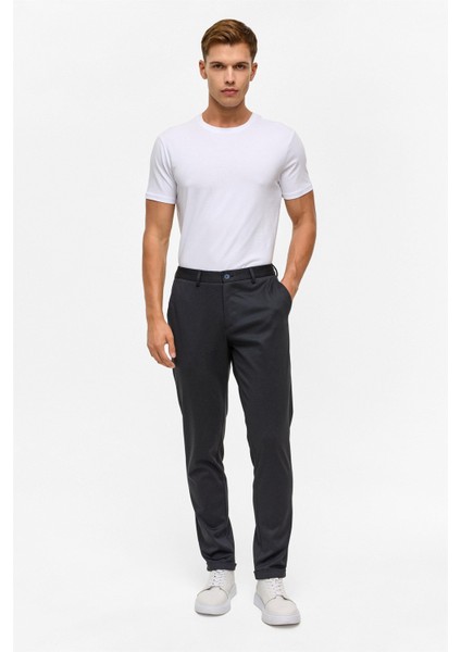 Lacivert Slim Armürlü Jogger Pantolon