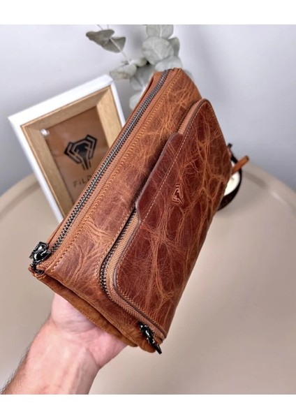 Hakiki Deri Tutma Bantlı Fermuarlı Erkek El Çantası 2113 modelleri