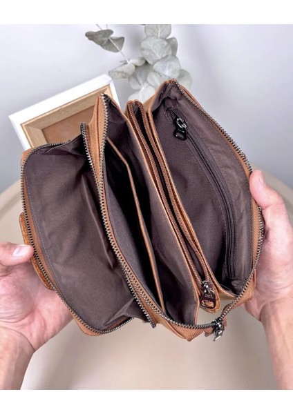 Hakiki Deri Tutma Bantlı Fermuarlı Erkek El Çantası 2113 fırsatları