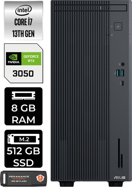 Expertcenter P500 Mini Tower Intel Core I7 13620H 8gb 512GB SSD RTX3050/6GB W11H Masaüstü Bilgisayar & Per4 USB Bellek P500I716512B0DP3347