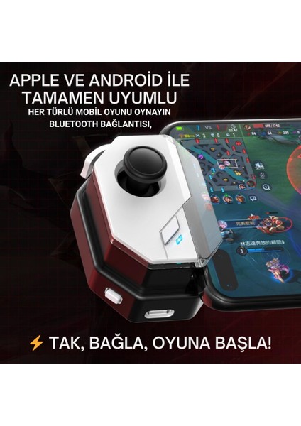 Profesyonel Şarjlı Bluetooth Bağlantılı Telefon Joystick Kontrol Gamepad Mobil Oyun Kolu Tetik fiyatları