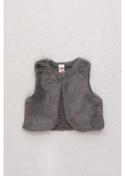 Kız Çocuk Yumuşak Dokulu Tüylü Peluş Yelek