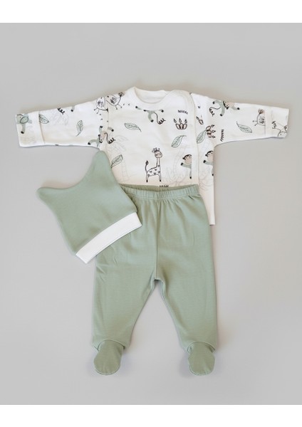 Maymuncuk 3'lü Zıbın Takım Erkek Bebek