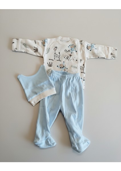 Maymuncuk 3'lü Zıbın Takım Erkek Bebek