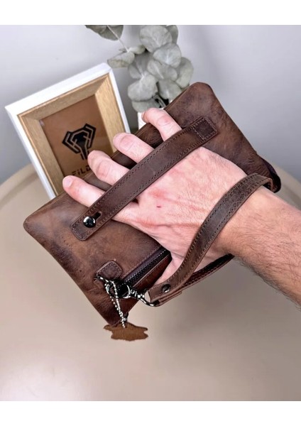 Hakiki Deri Tutma Bantlı Fermuarlı Erkek El Çantası 2113 fırsatları