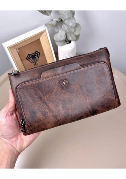 Hakiki Deri Tutma Bantlı Fermuarlı Erkek El Çantası 2113 indirimleri