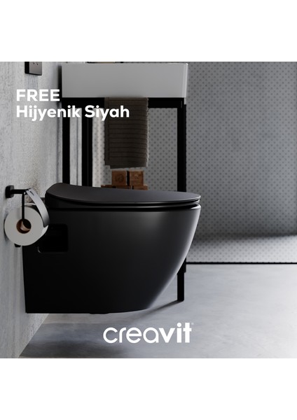 Free Rim-Off Duroplast Yavaş Kapanan Klozet Kapaklı Kömür Karası Set fiyatları