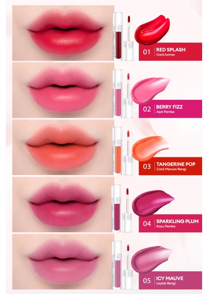 Ultra Kalıcı, Canlı Renk Sunan Hafif Yapılı Tint Clıo Water Soda Tint (01 Red Splash) modelleri