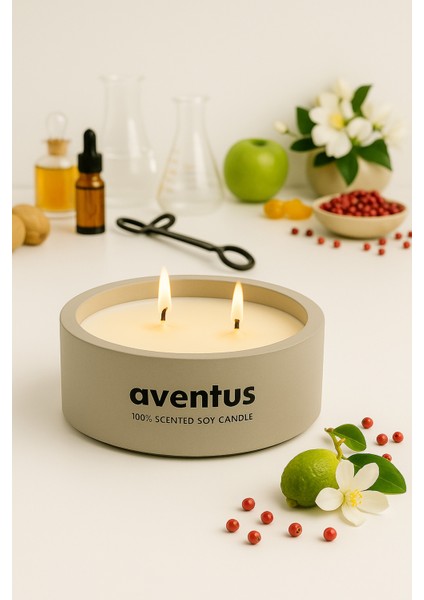 Dekoratif El Yapımı Yatay Mum : Çift Fitilli : Kokulu Soya Mum : Aventus