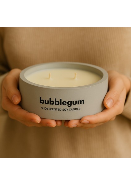 Dekoratif El Yapımı Yatay Mum : Çift Fitilli : Kokulu Soya Mum : Bubblegum fiyatları