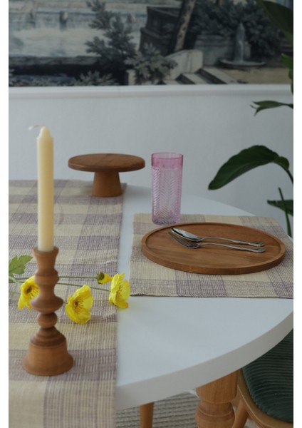 Yakacihome Juta Mor 5 Parça | 4 Parça Amerikan Servis & 1 Parça Püsküllü Runner Jüt Kumaş Sofra Seti fiyatları