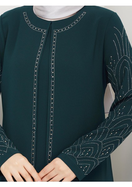 Kolları Taşlı Büyük Beden Anne Elbisesi fiyatları