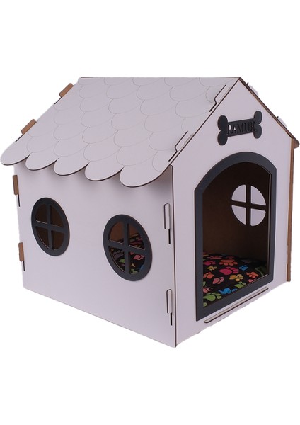 Ahşap Dekoratif Köpek Evi-Kulübesi, Küçük Irk Köpekler Için Kulübe, Köpek Kulübesi Beyaz-Siyah modelleri