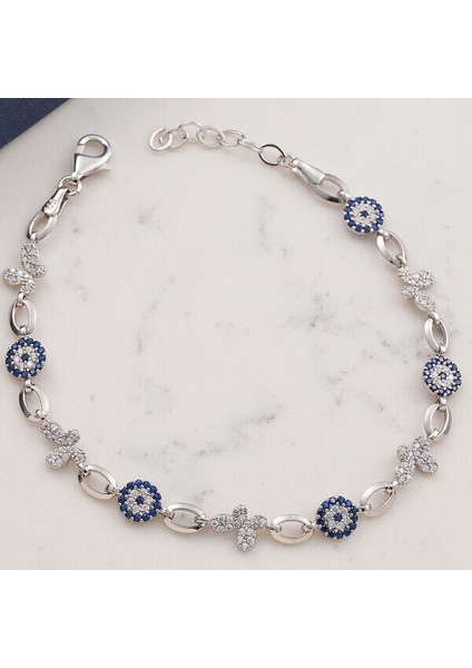 Nazar Boncuklu 925 Ayar Gümüş Bileklik