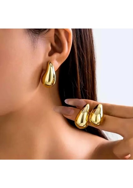 Damla Çelik Gold Küpe