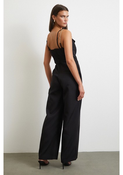 Zincir Detaylı Tulum Siyah fırsatları