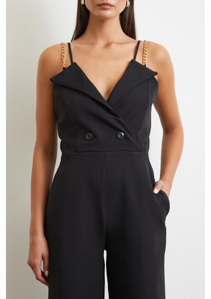 Zincir Detaylı Tulum Siyah indirimleri