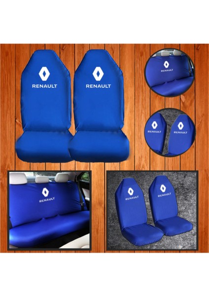 Renault 21 Mavi Servis Kılıfı - Likralı -Penye Kılıf -4 Parça