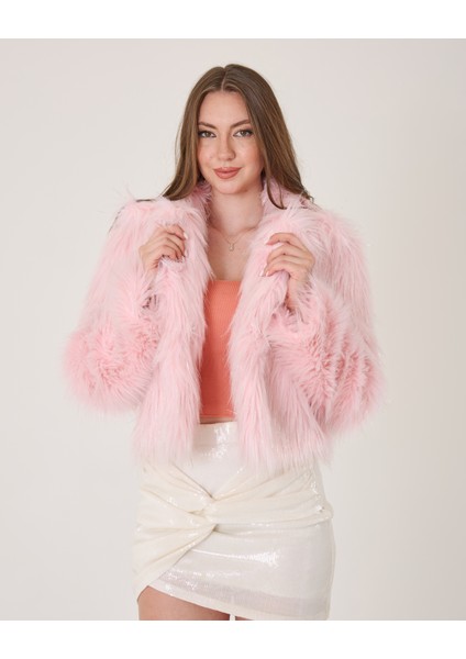 Ingiliz Yaka Crop Kürk Ceket