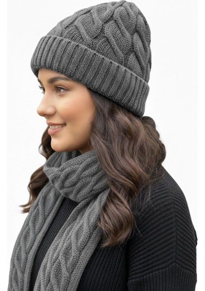 Kadın Yün Kışlık Şık Örme Bere ve Atkı Ikili Set Takım fiyatları